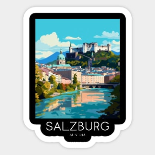 A Pop Art Travel Print of Salzburg - Austria Sticker